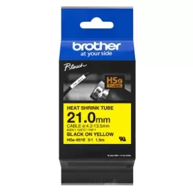 Image of Brother HSe-651E Original Black on Yellow Heat Shrink Label Tape 21mm x 1.5m