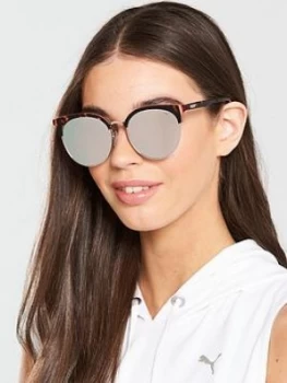 image of Puma Rectangle Sunglasses - Havana/Silver, Women