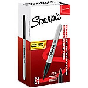 Image of Sharpie Permanent Marker Fine Bullet 1mm Black 24 Pieces