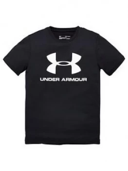 image of Urban Armor Gear Boys Sportstyle Logo T-Shirt - Black/White, Size 13 Years