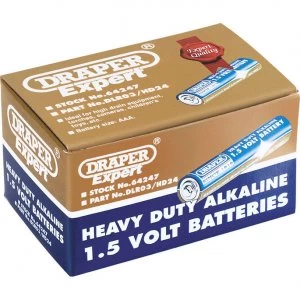 Image of Draper Trade Pack Heavy Duty AAA Alkaline Batteries Pack of 24