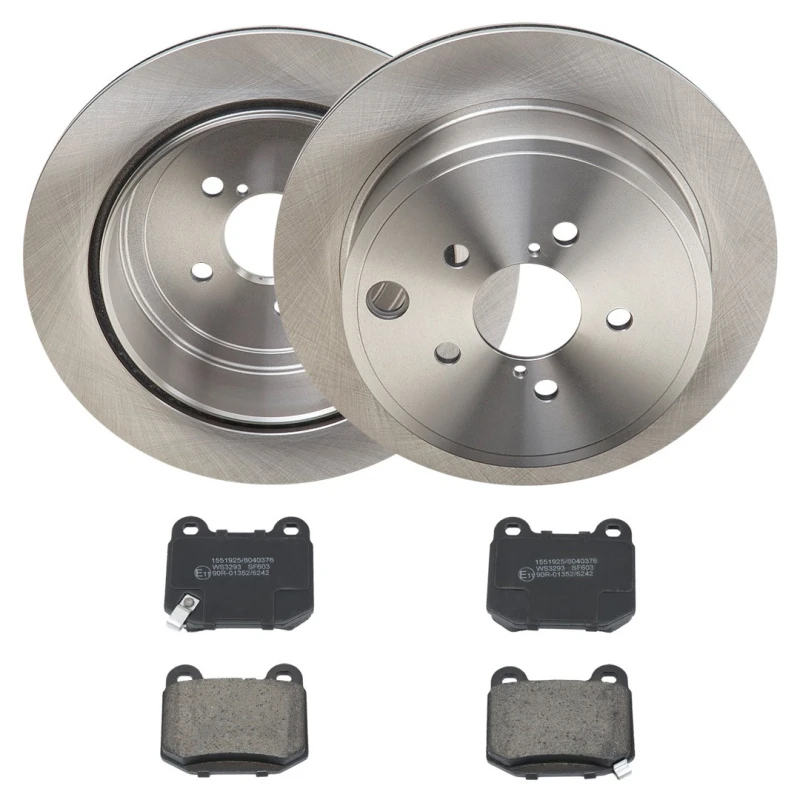 Image of RIDEX 3405B2369 Brake disc and pads set Rear Axle, Brake Disc Type: internally vented, with acoustic wear warning Brake Set,disc brakes (3405)