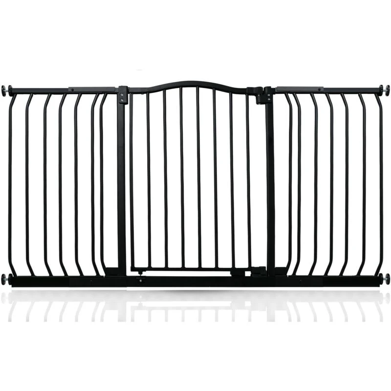 Image of Safetots Curved Top Safety Gate, 143Cm - 152Cm, Matt Black, Pressure Fit Stair Gate