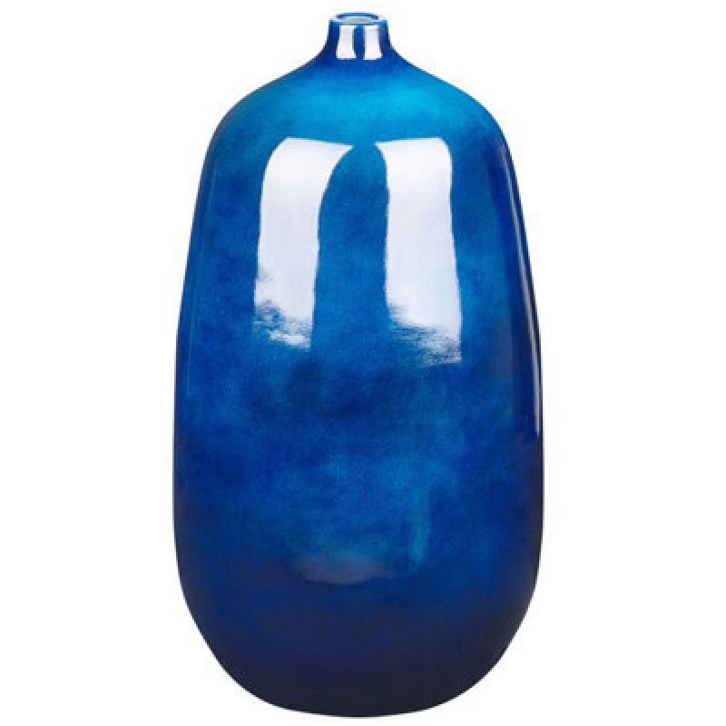 Image of Beliani Flower Vase Vitoria Ceramic 45cm Dark Blue