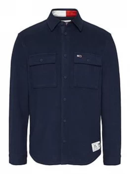 Image of Tommy Jeans TJM Soft Overshirt - Navy, Size L, Men