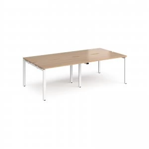 image of Adapt II Double Back to Back Desk s 2400mm x 1200mm - White Frame beec