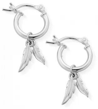 image of ChloBo Womens Double Feather Small Hoop Earrings Jewellery