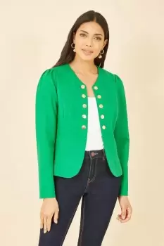 Image of Green Ponte Jacket With Military Buttons
