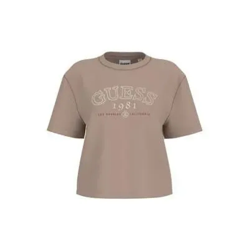 Image of Guess Womens T-Shirt Guess Arianna Boxy Beige Female S