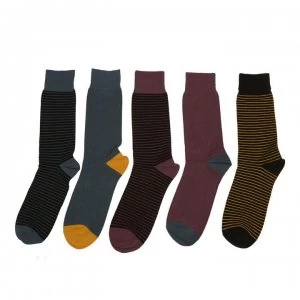 image of Wildfeet 5 Pack Thin Stripe Socks - Black