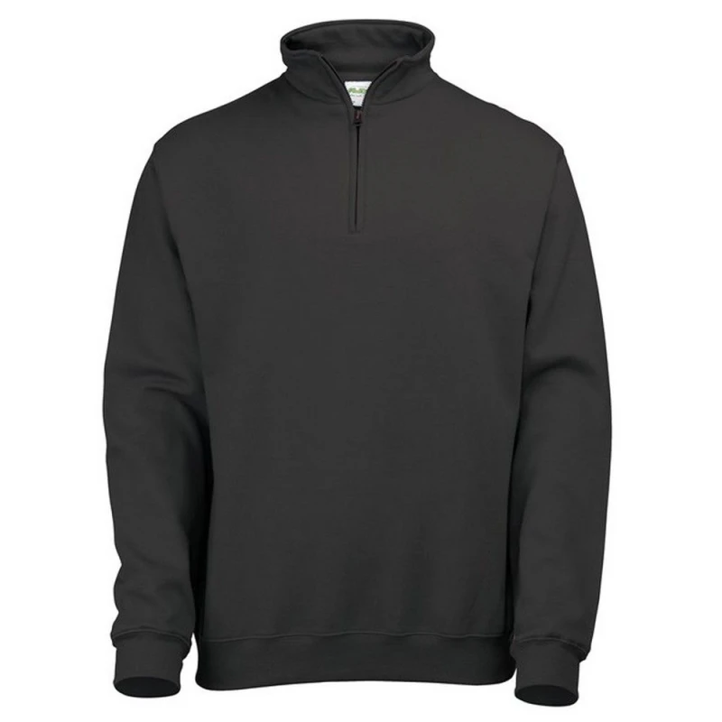 Image of AWDis AWDis Men Sophomore Zip Neck Sweatshirt in Black Size: Small Black S Male 5063527381132