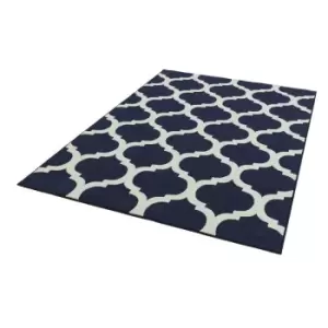 Image of Antibes AN02 Blue Trellis 120cm x 170cm Rectangle - Blue and Ivory