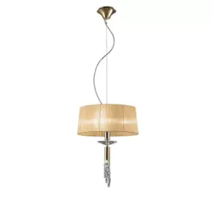 Image of Tiffany Pendant 3+1 Light E27+G9, French Gold With Soft Bronze Shade & Clear Crystal
