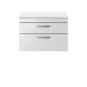 Nuie Athena 800 Wall Hung 2-drawer Vanity & Sparkling White Worktop - Gloss Grey Mist