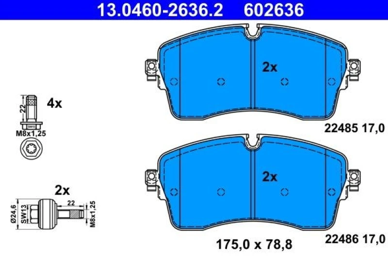 Image of Brake pad set ATE 13.0460-2636.2