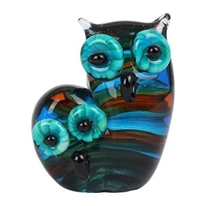 image of Objets d'Art Glass Figurine - Mother & Baby Owl