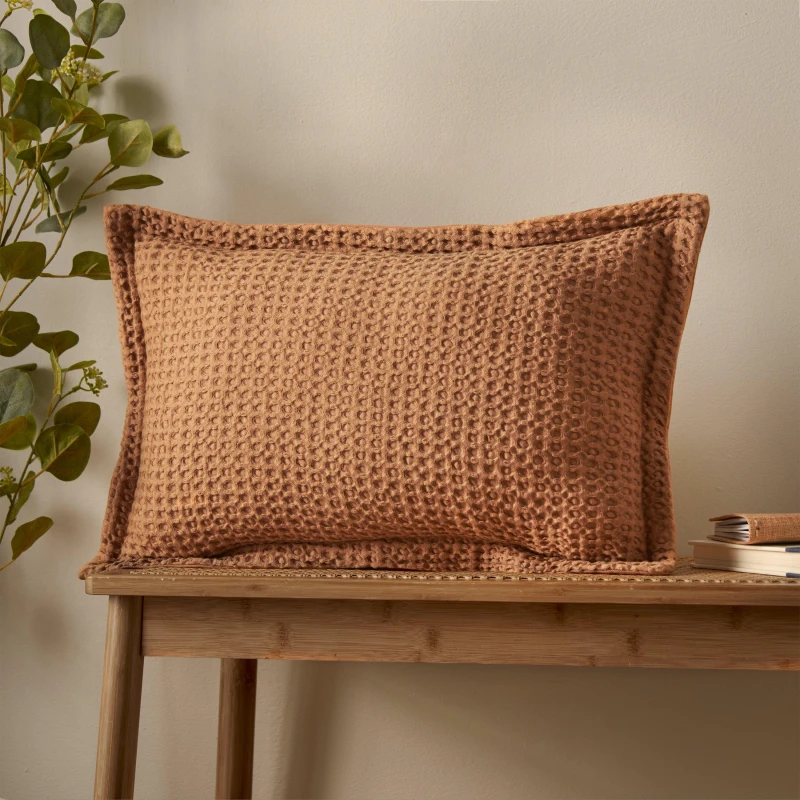 Image of Pineapple Elephant Jaipur Waffle 30cm x 50cm Oxford Filled Boudoir Caramel