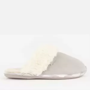 image of Barbour Lydia Suede and Faux Fur-Blend Mule Slippers - UK 4