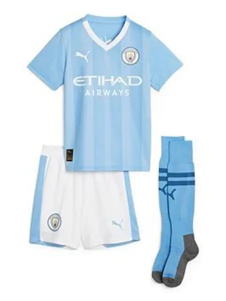 Puma Little Kids Manchester City 23/24 Home Kit - Blue, Size 3-4 Years