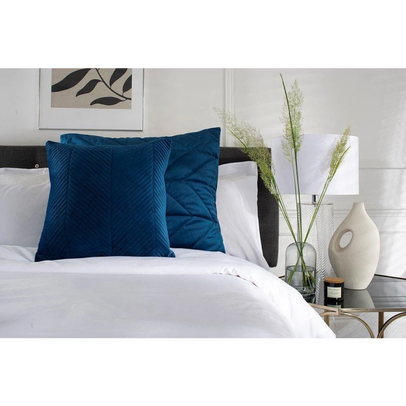Image of The Lyndon Company Chevron Velvet Pillowcases Petrol unisex One Size