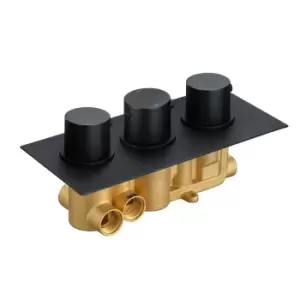 image of Arissa Matt Black Triple Control Round Concealed Valve - 3 Outlet