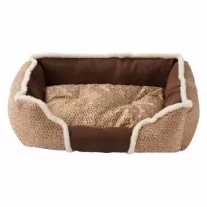 Image of Bunty Kensington Small Soft Fleece Fur Cushion Pet Basket - Cream/Brown