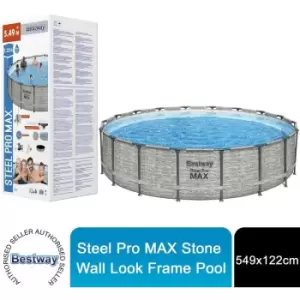 image of Bestway - Steel Pro max Stone Wall Look Frame Pool Set with Filter Pump 549x122 cm