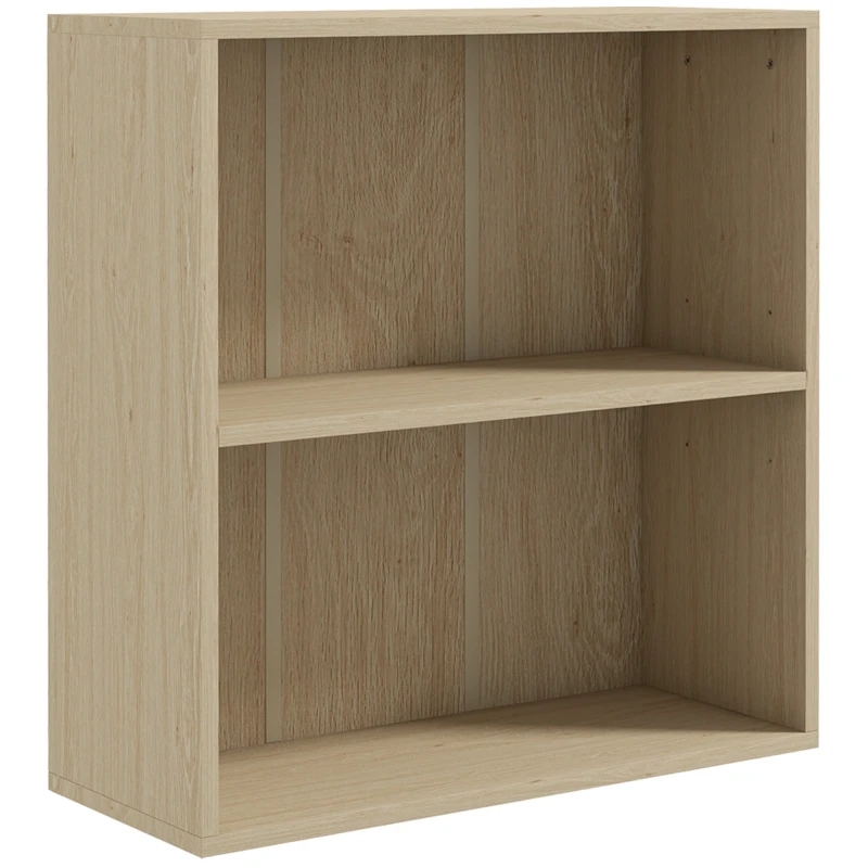 Image of HOMCOM HOMCOM 2 Tier Bookcase with Adjustable Shelf for Home Office, Living Room in Natural Natural One Size Unisex 5056725585556