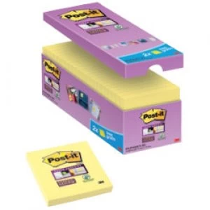 Image of Post it Super Sticky Notes 76 x 76mm Canary Yellow 16 Pieces of 90 Sheets