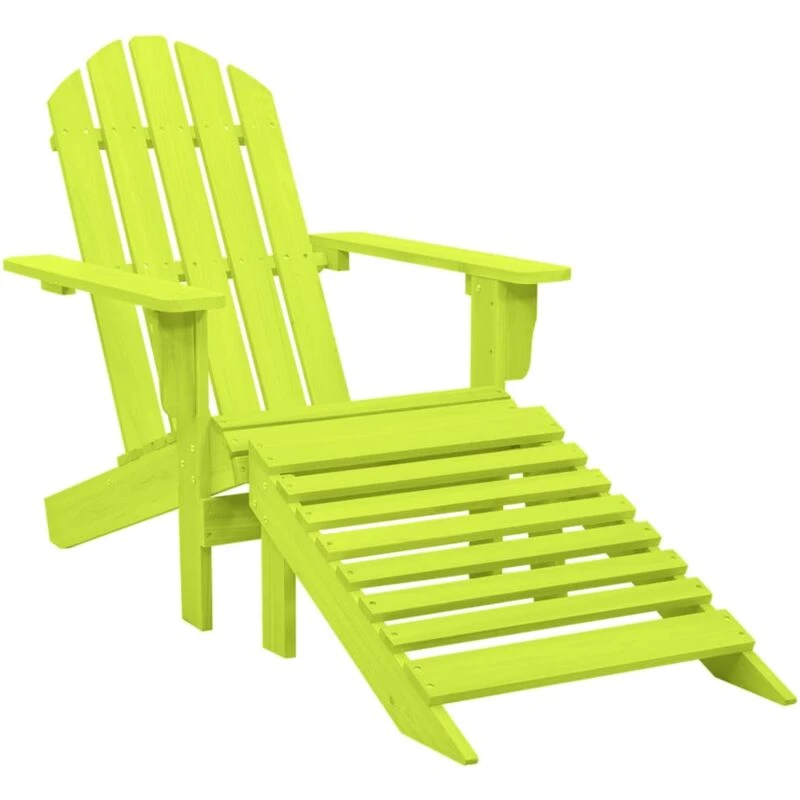 Image of VIDAXL Garden Adirondack Chair with Ottoman Solid Fir Wood Green Vidaxl 8720286240472