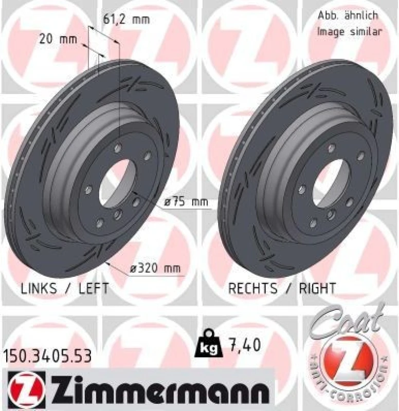 Image of ZIMMERMANN Brake disc ZIMMERMANN 150.3405.53