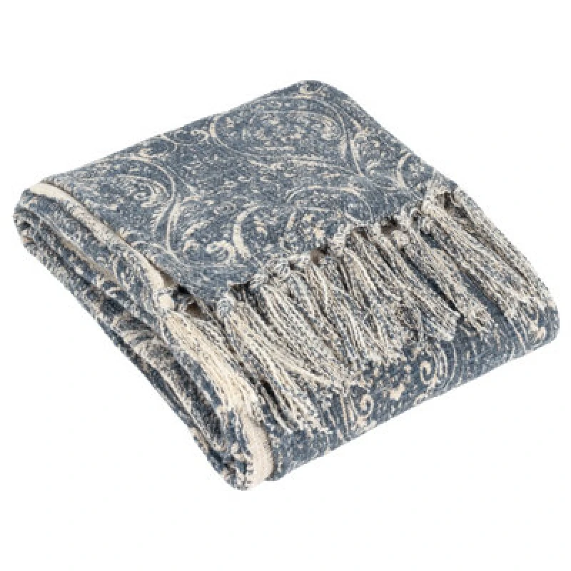 Image of Paoletti Paoletti Durelle Printed Throw in Blue Size: 130cm x 170cm Blue 130cm x 170cm Unisex 5025532863201