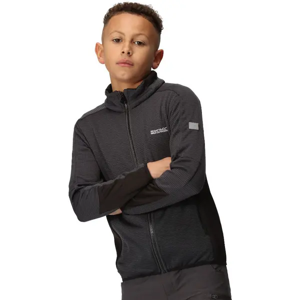 image of Regatta Boys Highton IV Full Zip Fleece Jacket 3-4 Years - Chest 55-57cm (Height 98-104cm) Seal Grey/Black RKA400B-087-3