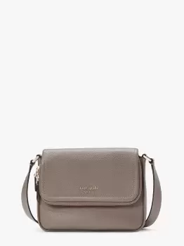 image of Kate Spade Run Around Pebbled Leather Large Flap Crossbody, Mineral Grey, One Size