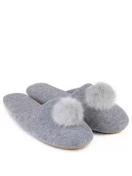 image of TOTES Cashmere Wool Blend Mule Slipper - Grey, Size 7-8, Women