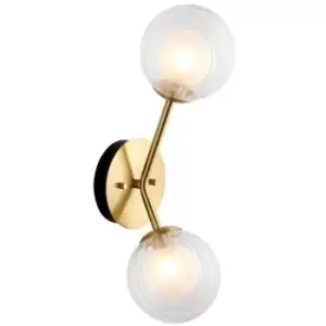 image of Merano Rome Metal Wall Lamp, Satin Brass Plate, Glass