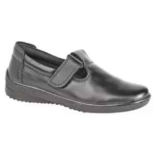 Image of Mod Comfys Womens/Ladies Softie Leather T-Bar Leisure Shoes (8 UK) (Black)