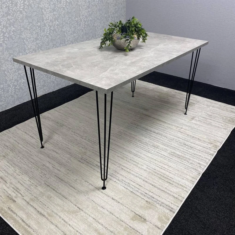 Image of KOSY KOALA Modern Grey Rectangular Dining Table with Hairpin Legs - Compact Kitchen & Dining Room Table (L117) Grey Unisex