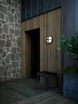 Image of Cross Outdoor Patio Terrace Aluminium Wall Light in Black (Diam) 11cm