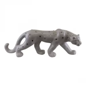 Image of White Ceramic Leopard With Jewels Ornament 44cm