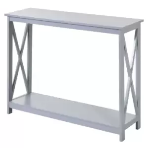Image of Homcom Wooden Console Table Storage Drawer Shelf Entryway Display Stand Grey
