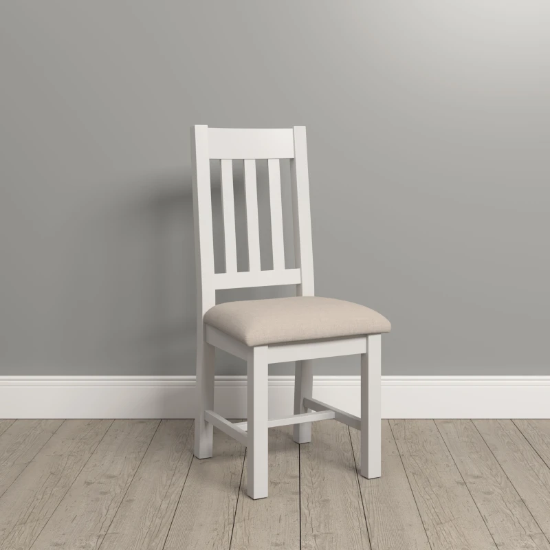 Image of Seconique Windsor Pair Of Dining Chairs Ivory With Oat Fabric Seat