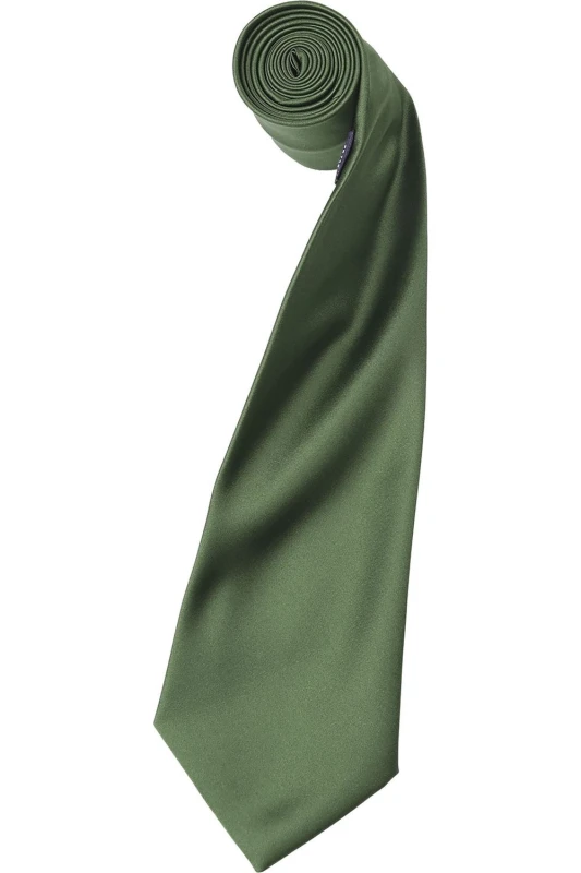 Image of Premier Premier Men Plain Satin Tie (Narrow Blade) Pack of 2 in Olive Olive One Size Male 5059269153182