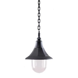 Image of 1 Light Outdoor Ceiling Chain Lantern Black Polycarbonate IP44, E27