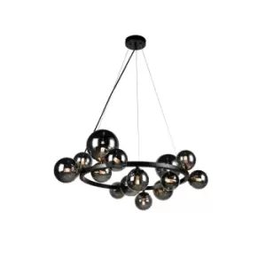 image of Astros 14 Light Globe Pendant Ceiling Light Matt Black, Mirror Grey, G9