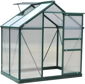 image of Outsunny Walk-In Greenhouse Silver 192 x 125 x 221cm