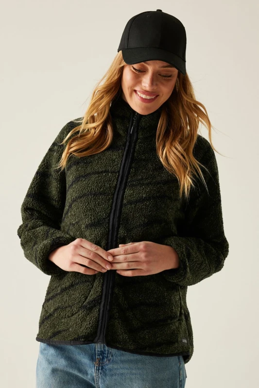 Image of Regatta Womens Frankie Borg Full Zip Insulating Fleece in Green Size: 16 Green Female 16