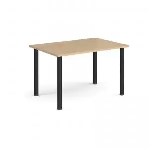 image of Rectangular Black radial leg meeting table 1200mm x 800mm - kendal oak