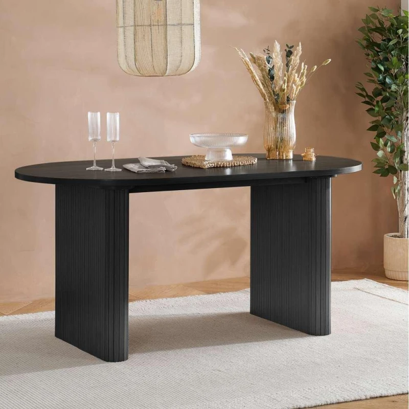 Image of Birlea Axel Oval Fluted Dining Table Black unisex One size