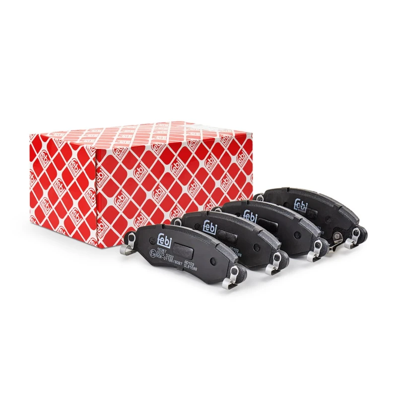 Image of FEBI BILSTEIN 16387 Brake pad set Front Axle, with acoustic wear warning Brake Pad Set,disc brake (402)